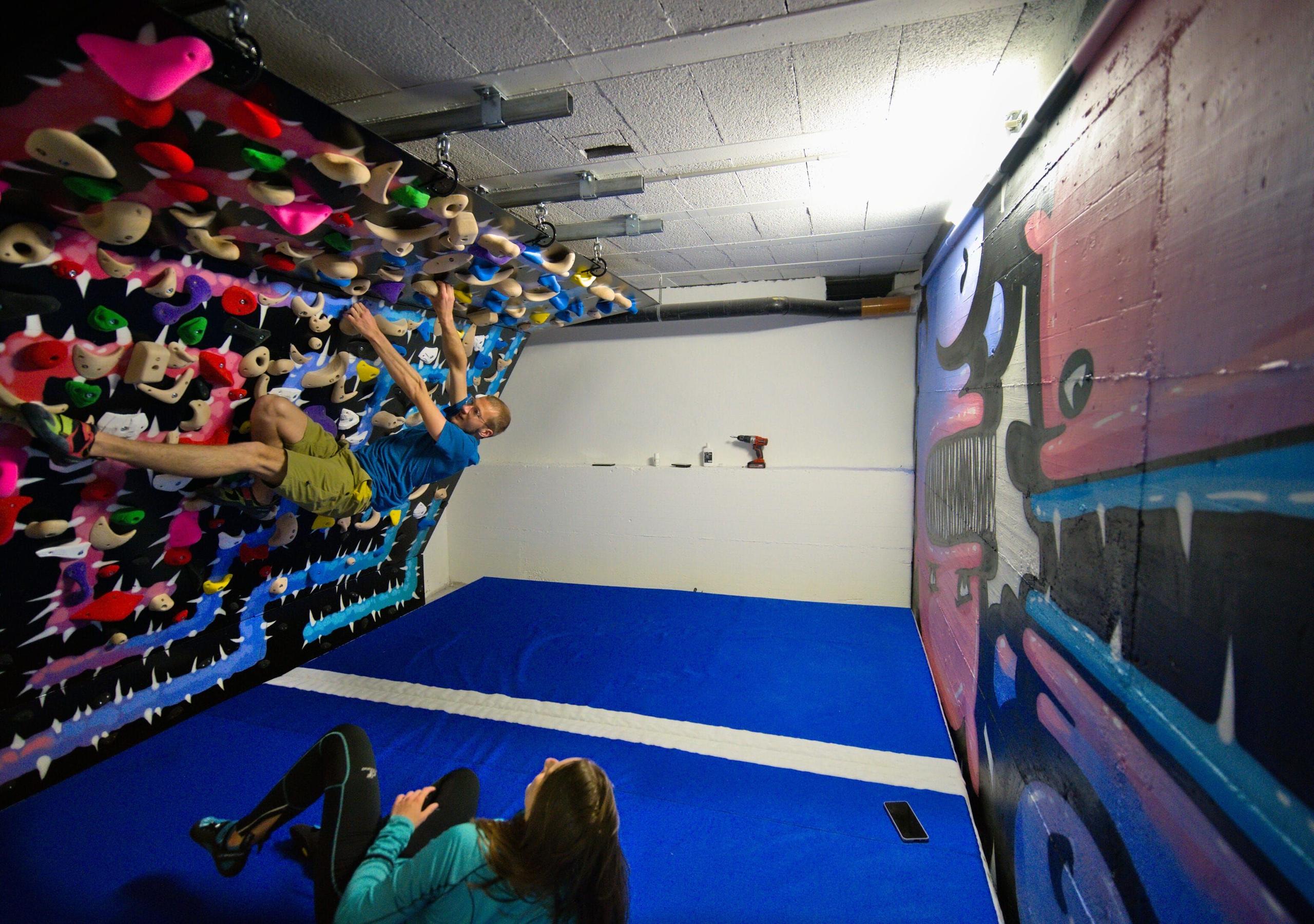climbing wall in action
