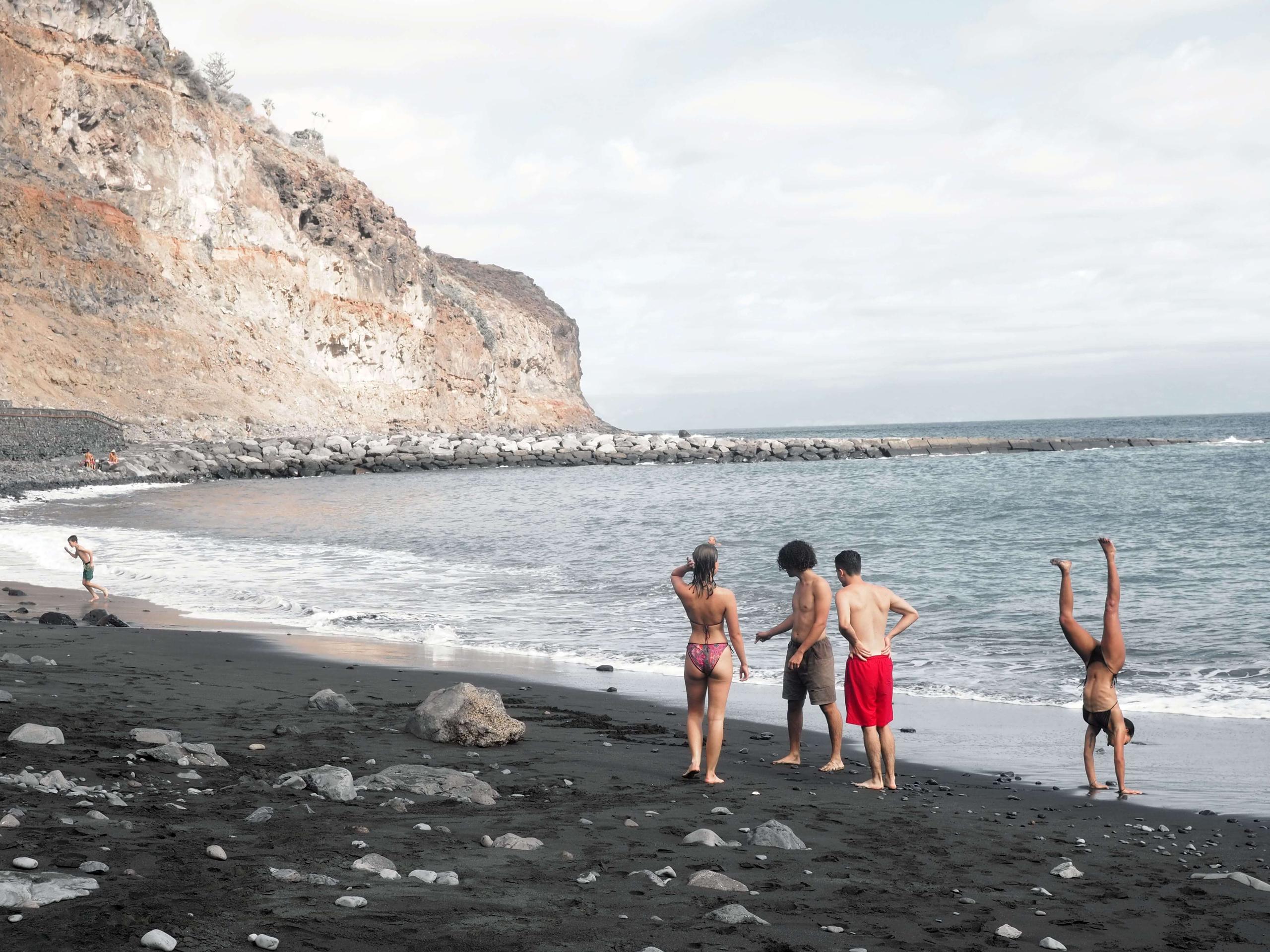 Volcanic black sand beaches in La Gomera