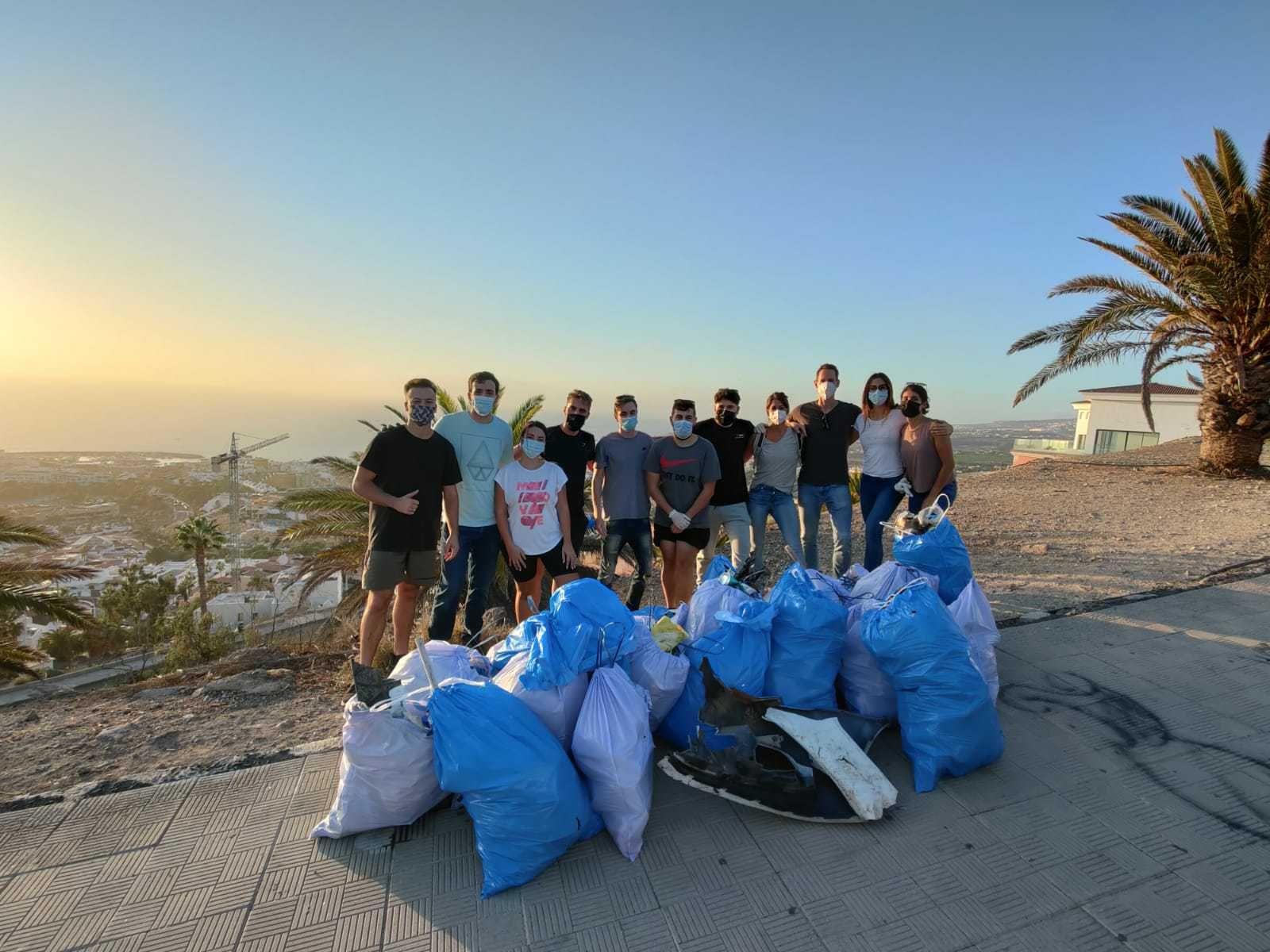 The Cactus Community with all the trash collected after volunteering for a clean-up
