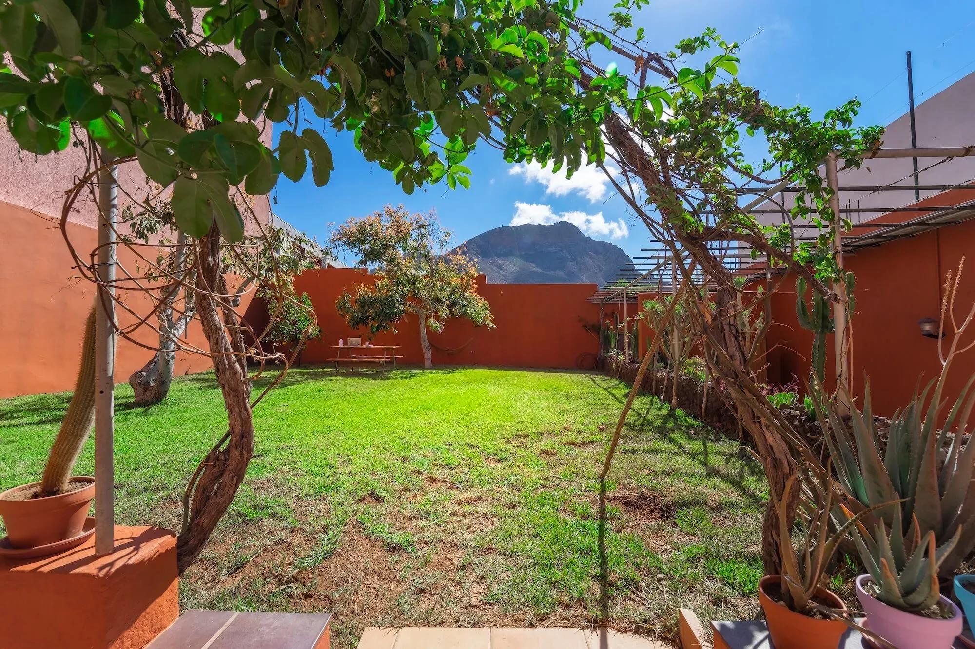 Outdoor garden at Cactus Coliving Tenerife