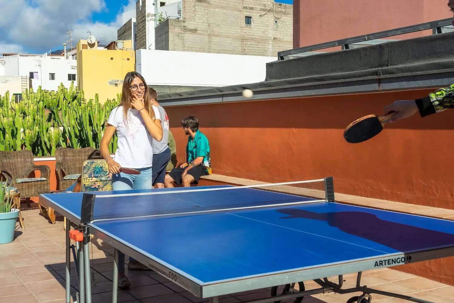 Ping pong table on the rooftop terrace