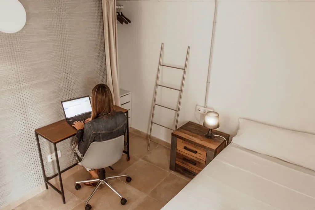Desk in Tajinaste Room at Cactus Coliving Tenerife