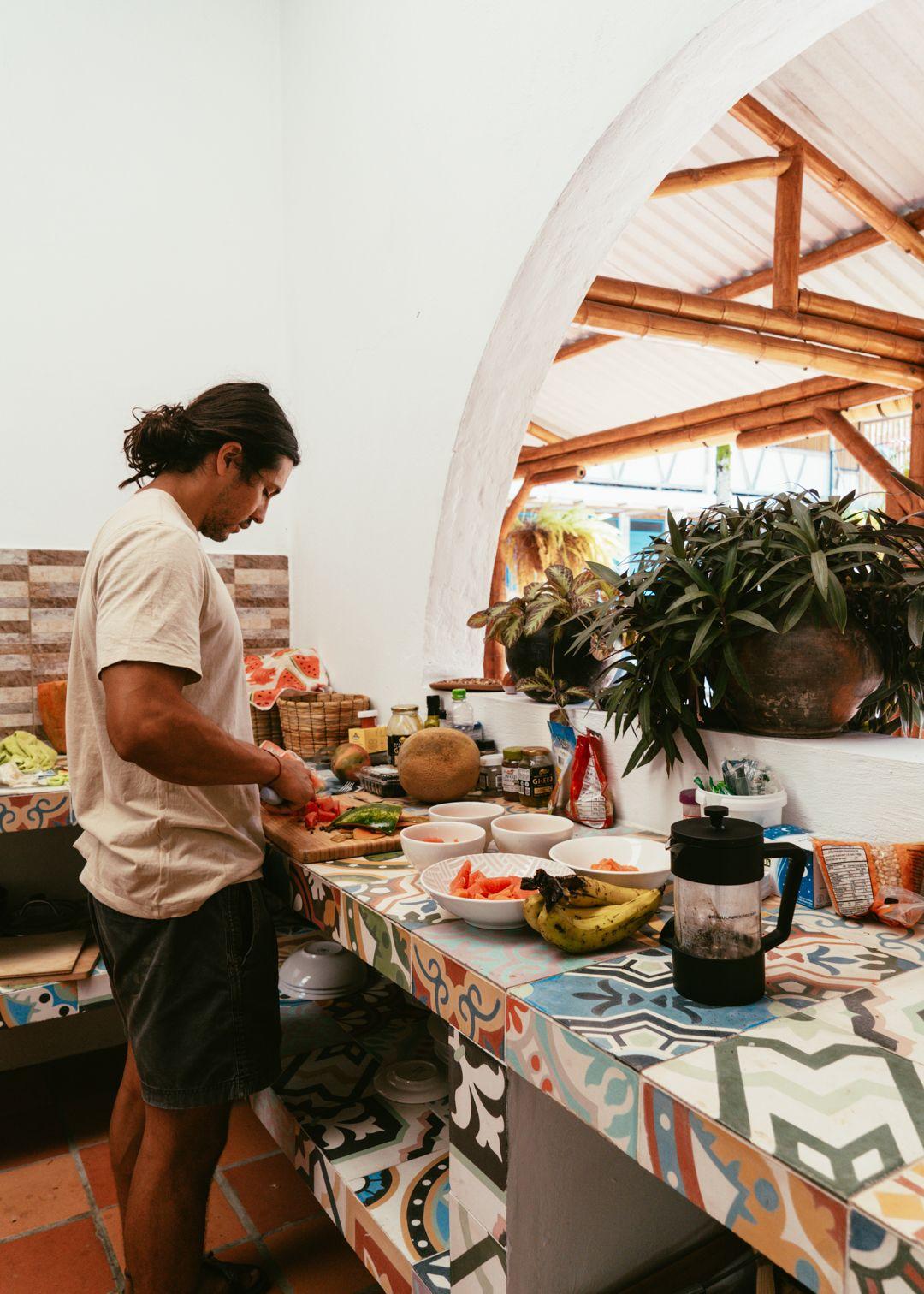 Cooking in the outdoor kitchen at Casa Kandamy