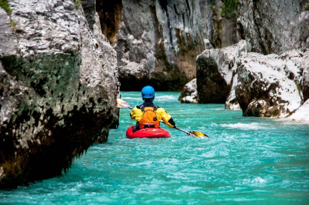 Kayaking on the Soča River near Gorizia