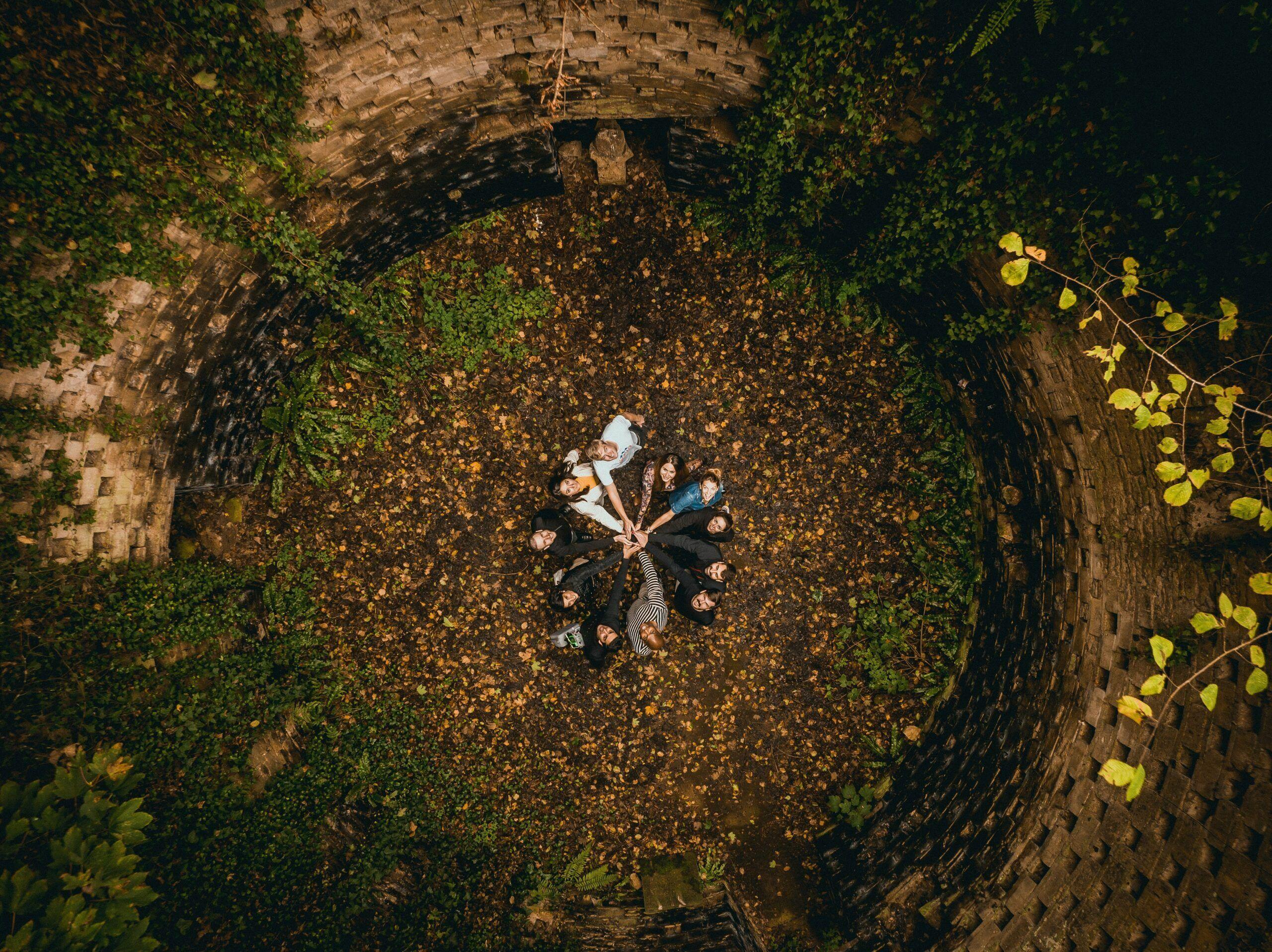 Aerial drone view of Château Coliving and its grounds