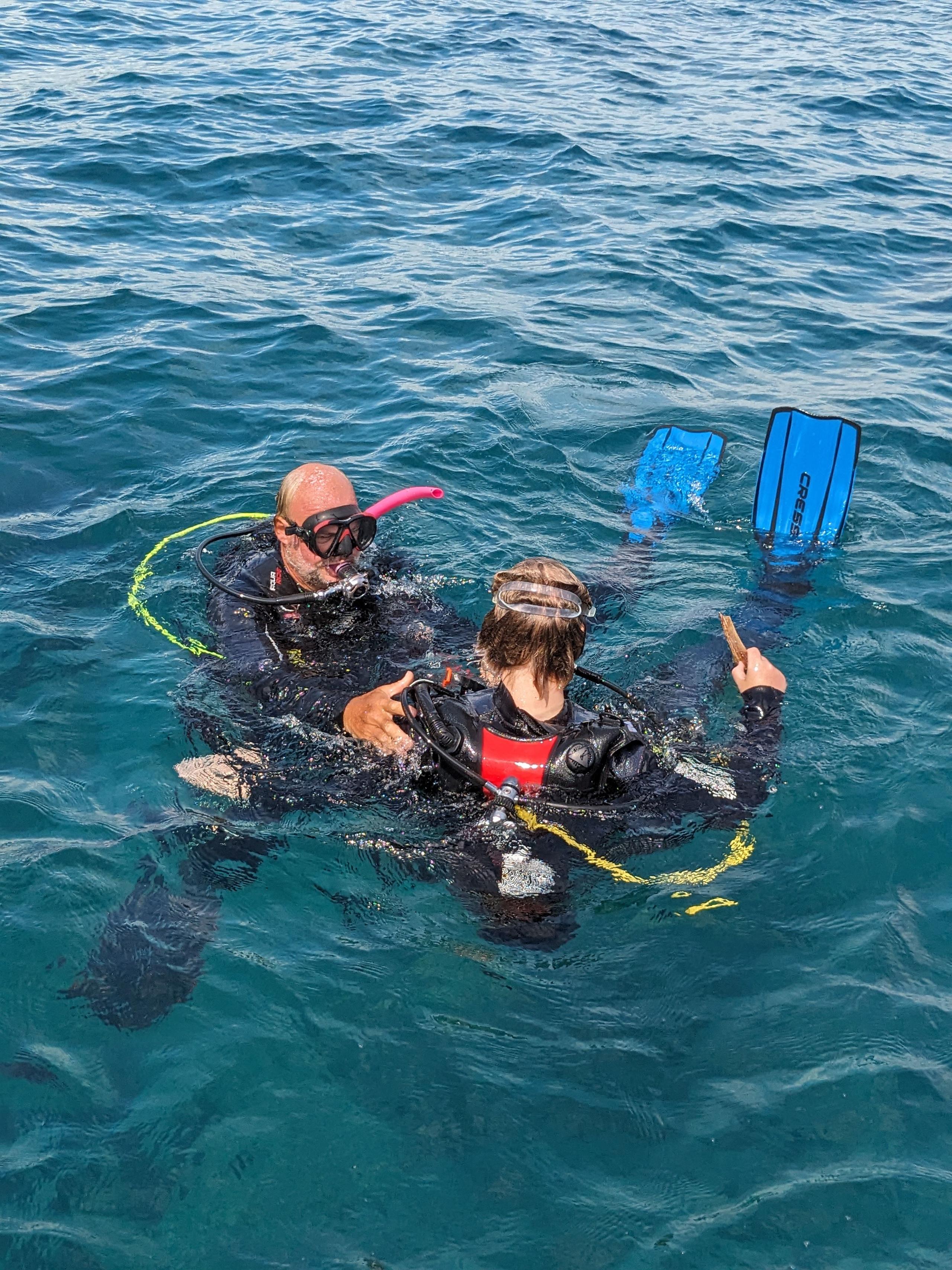 Diving activity in open water near Dénia, part of the PADI Open Water Diver certification experience