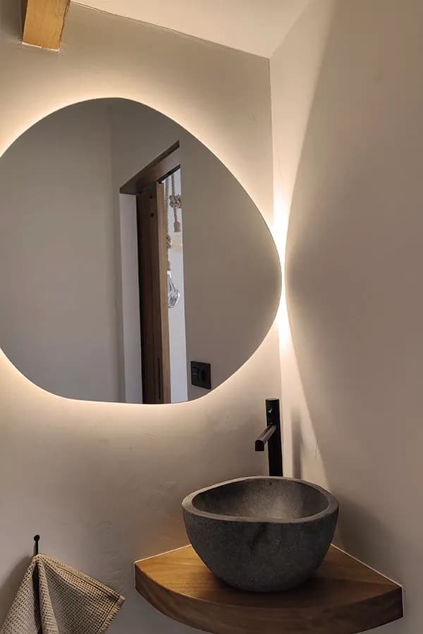Coliving & Coworking Pool house industrial sliding door and bathroom mirror light