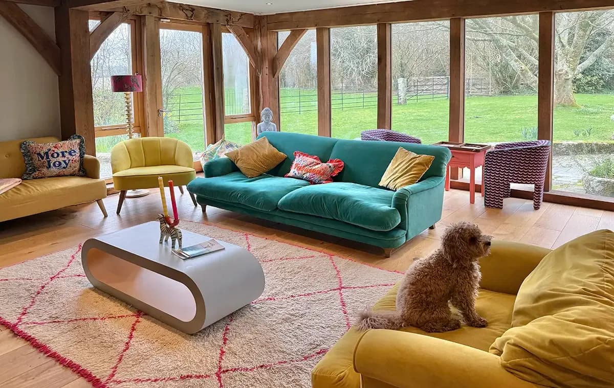 Light and bright communal lounge in the farmhouse