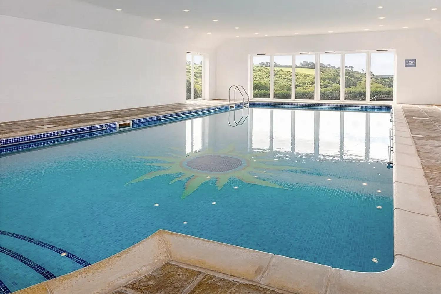 Heated indoor swimming pool with gorgeous countryside views