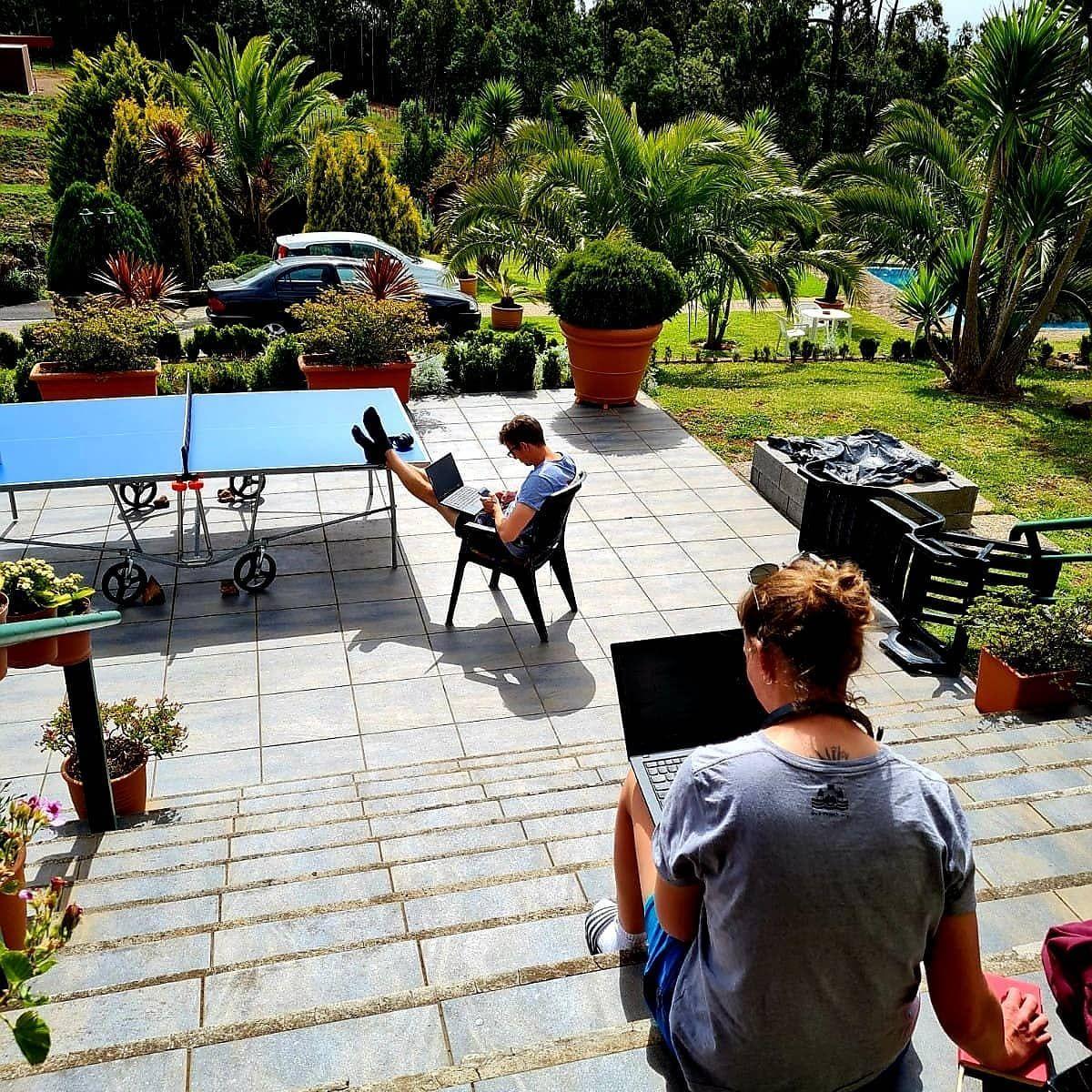 Working outside during a workation in Homeoffice Madeira