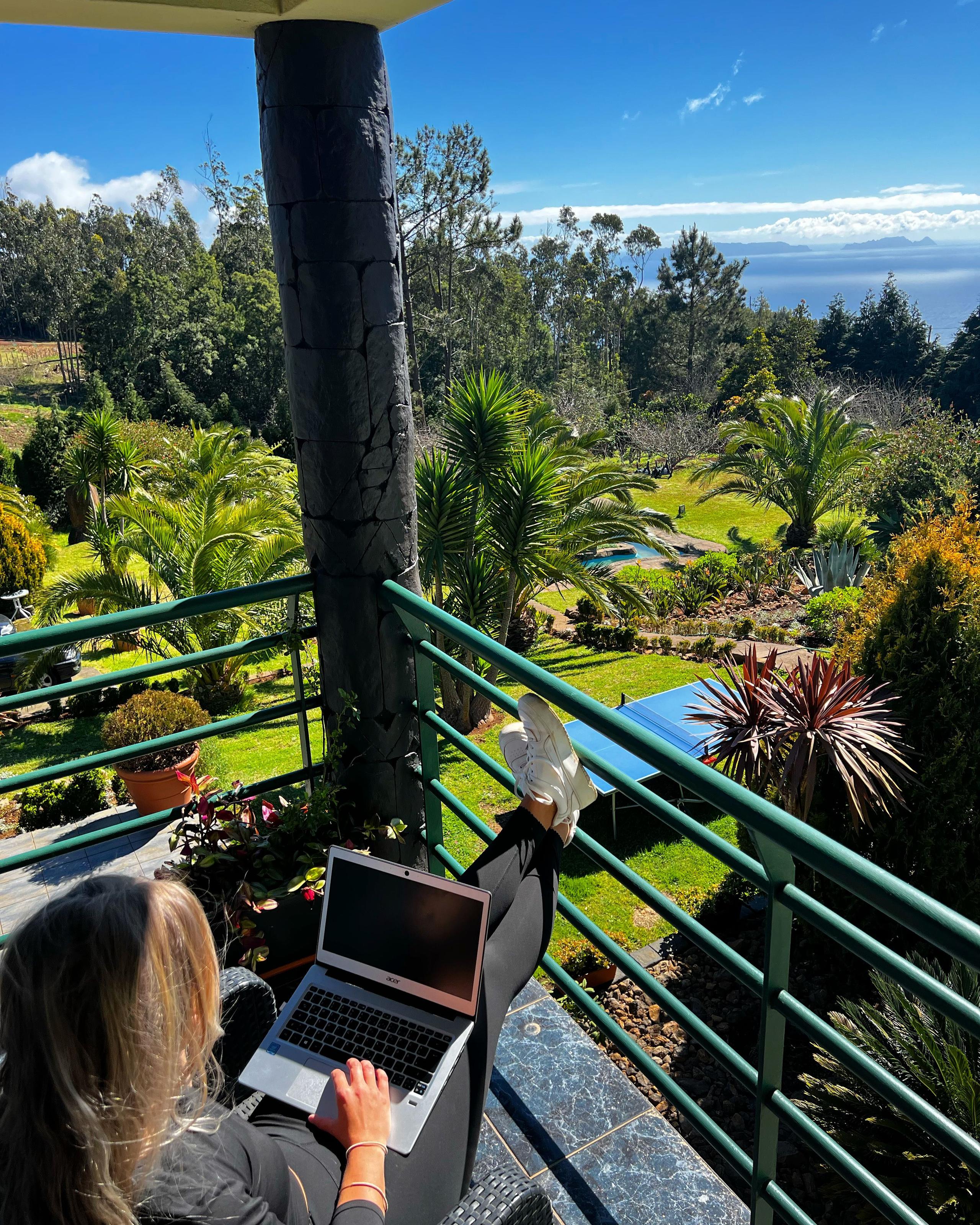 Kiki Enjoying the Balcony with a Stunning View
