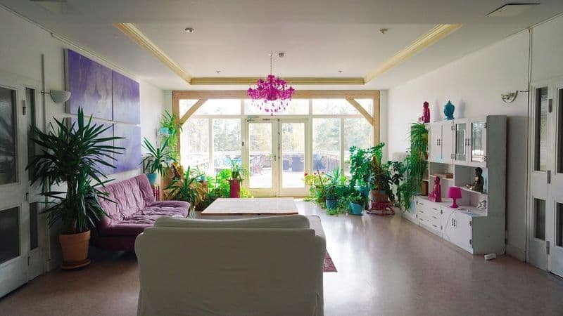 Communal seating area in the building