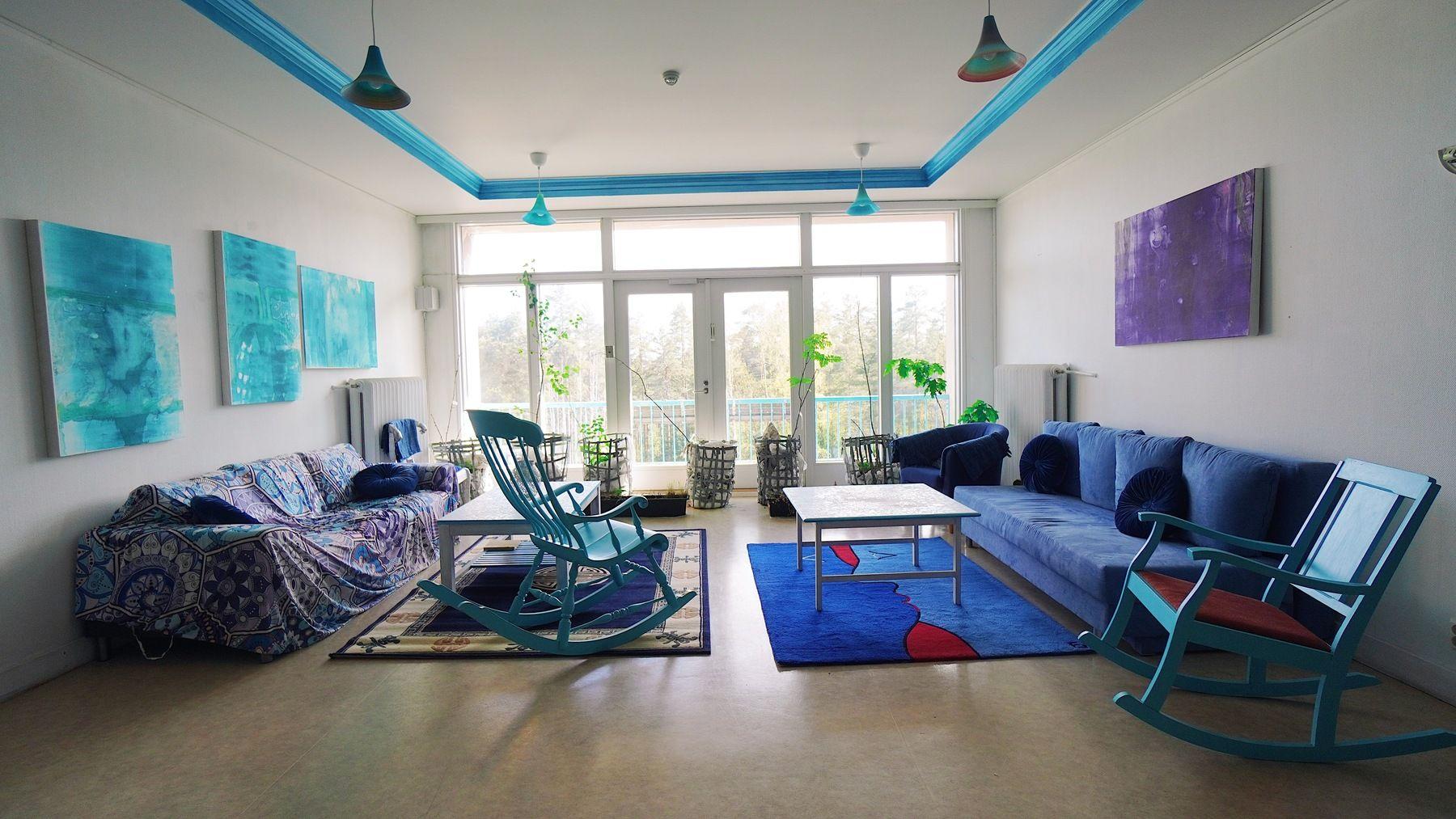 Communal seating area in the building