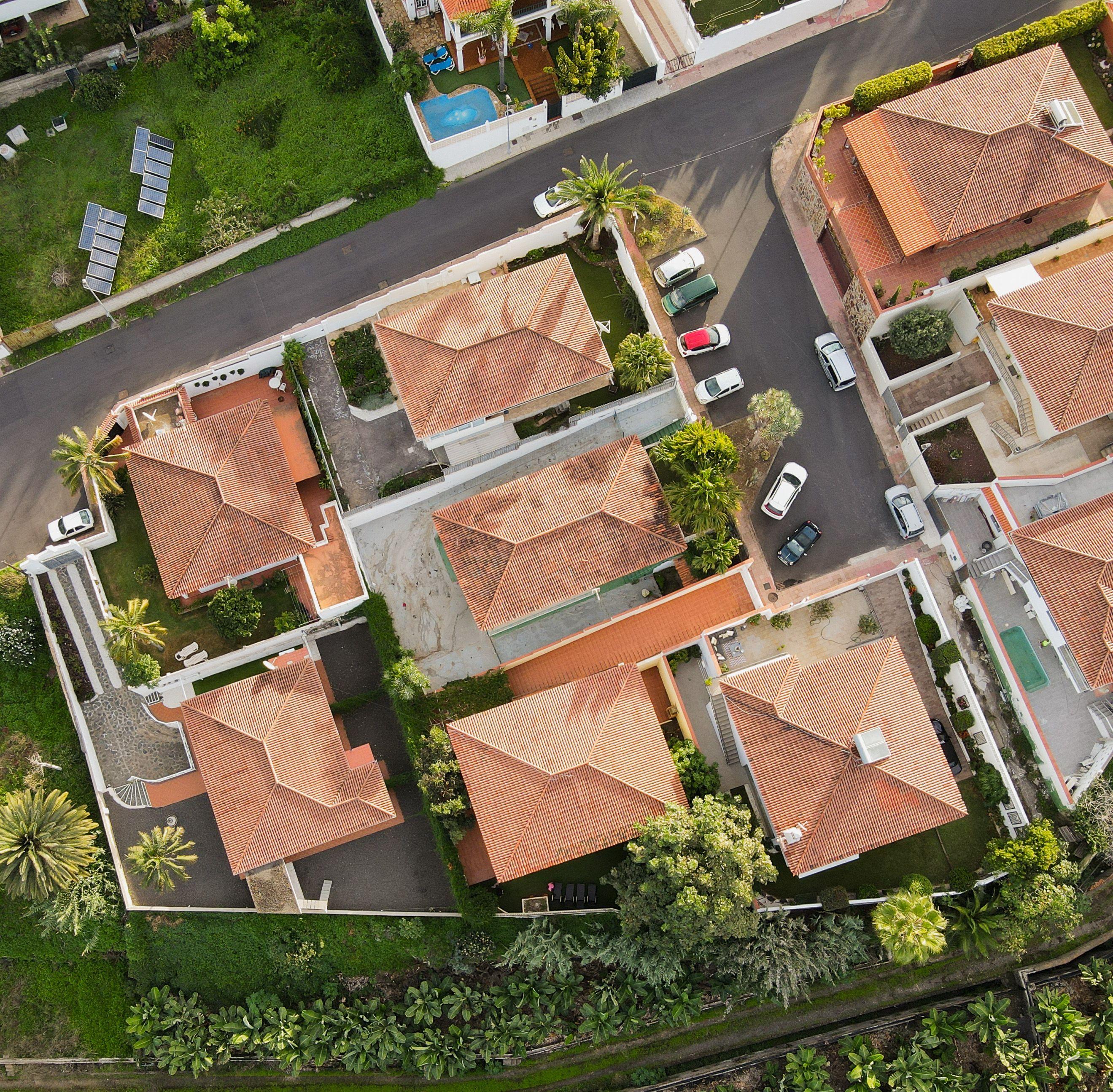 Aerial view of Puerto de la Cruz neighborhood near Ikigai Coliving Tenerife