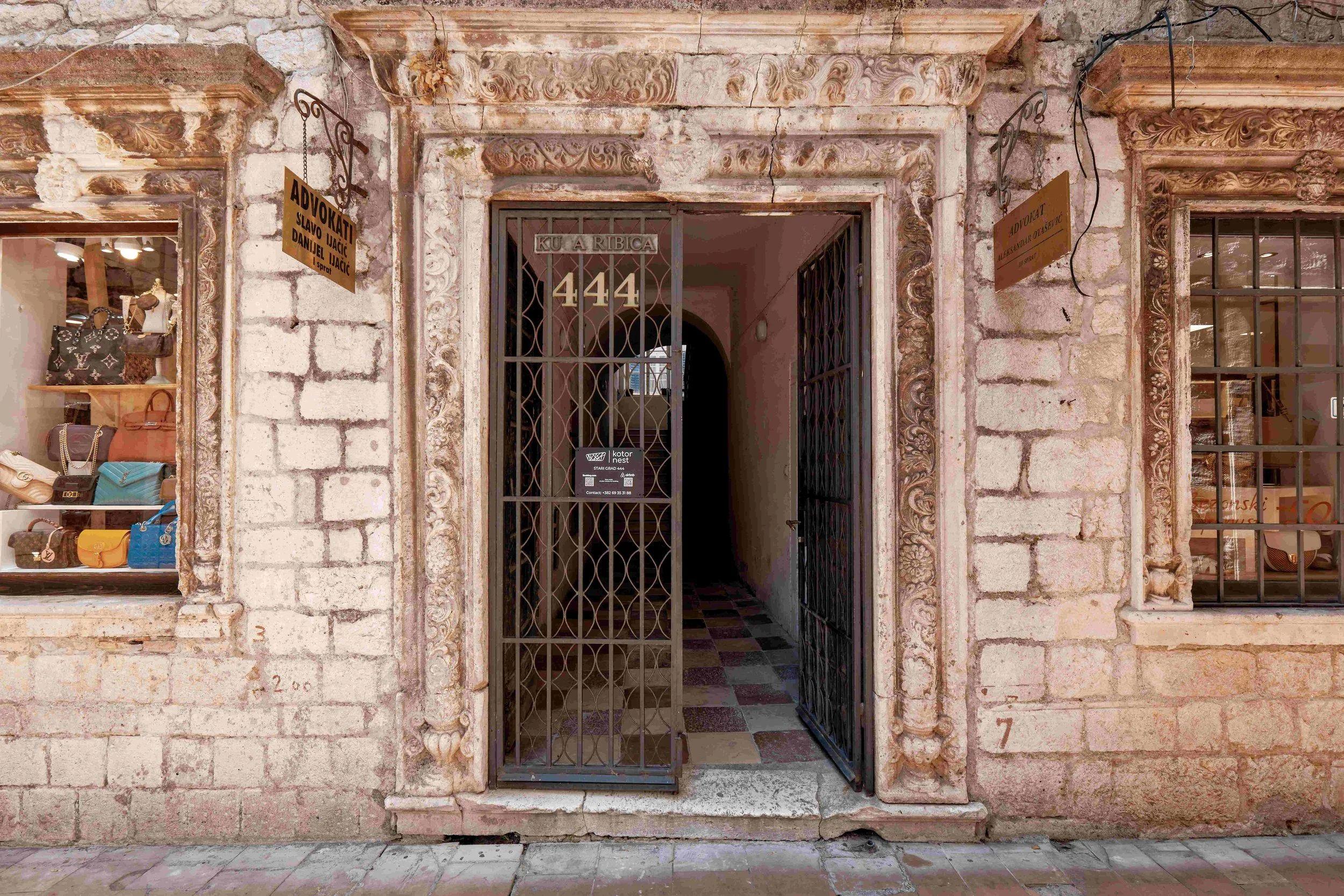 Entrance door of the Kotor Nest main building
