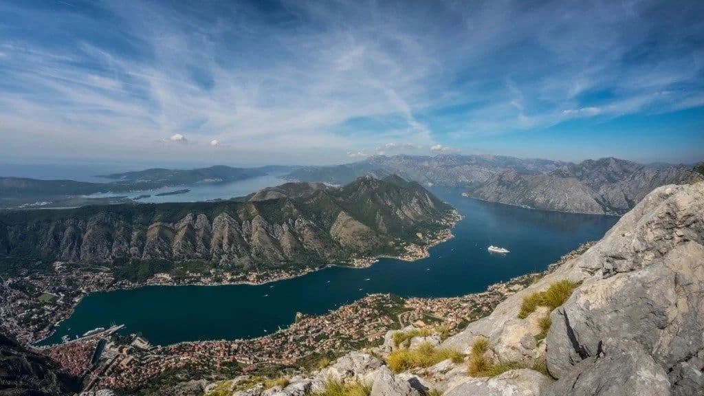 View from Pestingrad Peak with panoramic views of the Kotor region and Adriatic coastline