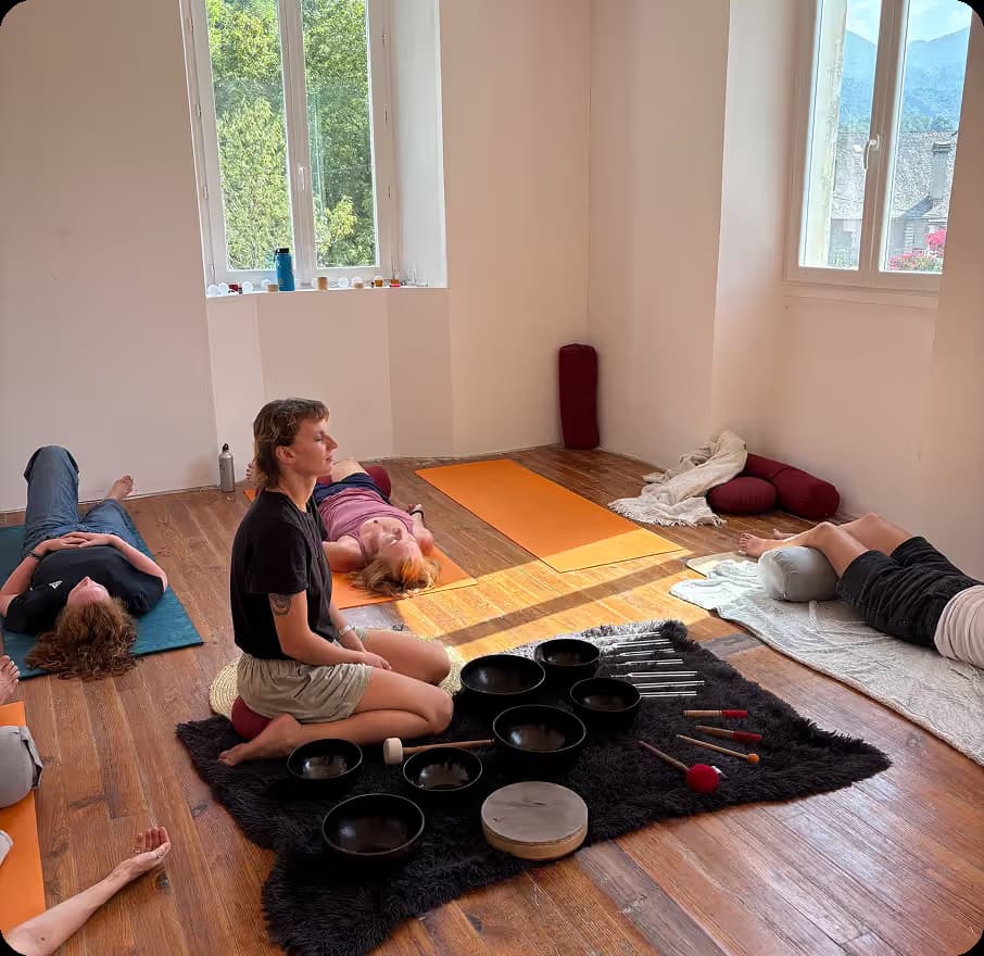 Group sound bath/yoga session
