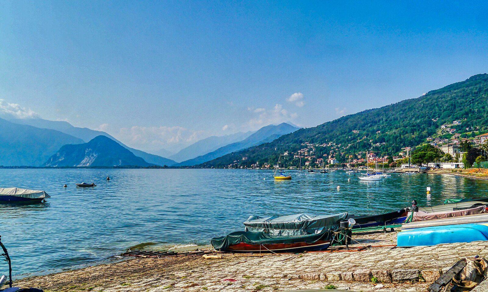 View of Verbania, a charming city on Lake Maggiore with picturesque landscapes and historic architecture