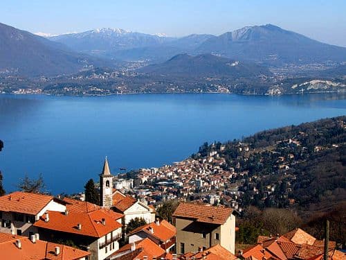 View of Stresa, a lakeside town on Lago Maggiore known for its beautiful promenades and grand hotels