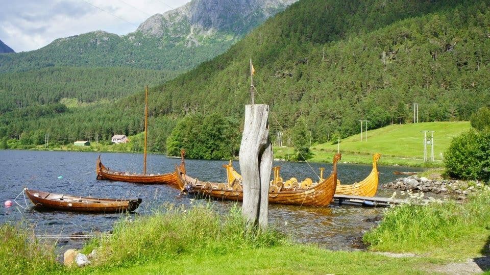 Viking ships from Bjørkedal, representing the local boatbuilding heritage