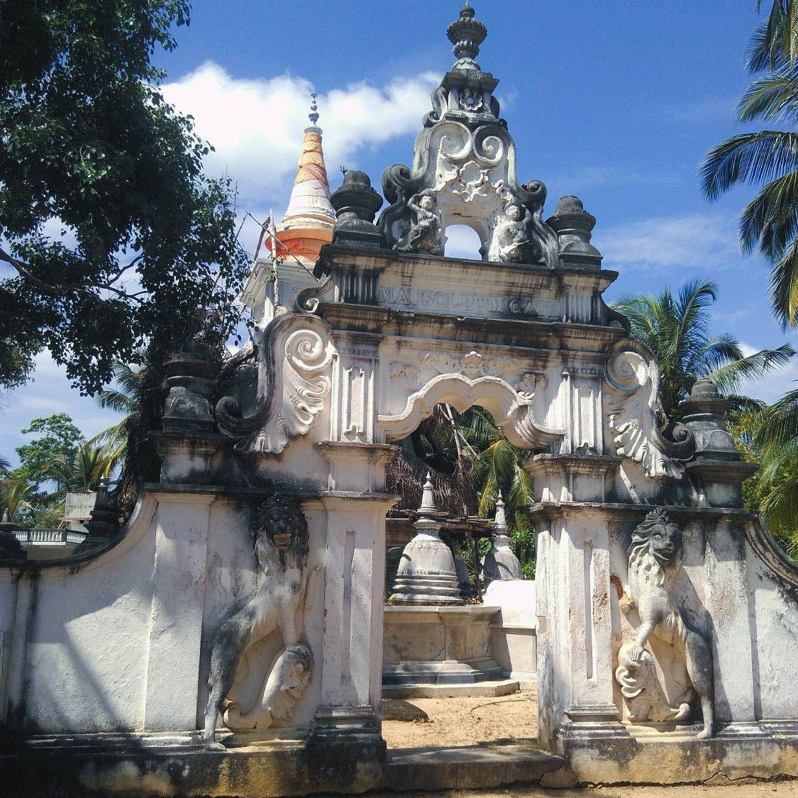 Historic view of the Kathaluwa Old Temple in Ahangama, featuring traditional architecture and serene surroundings.