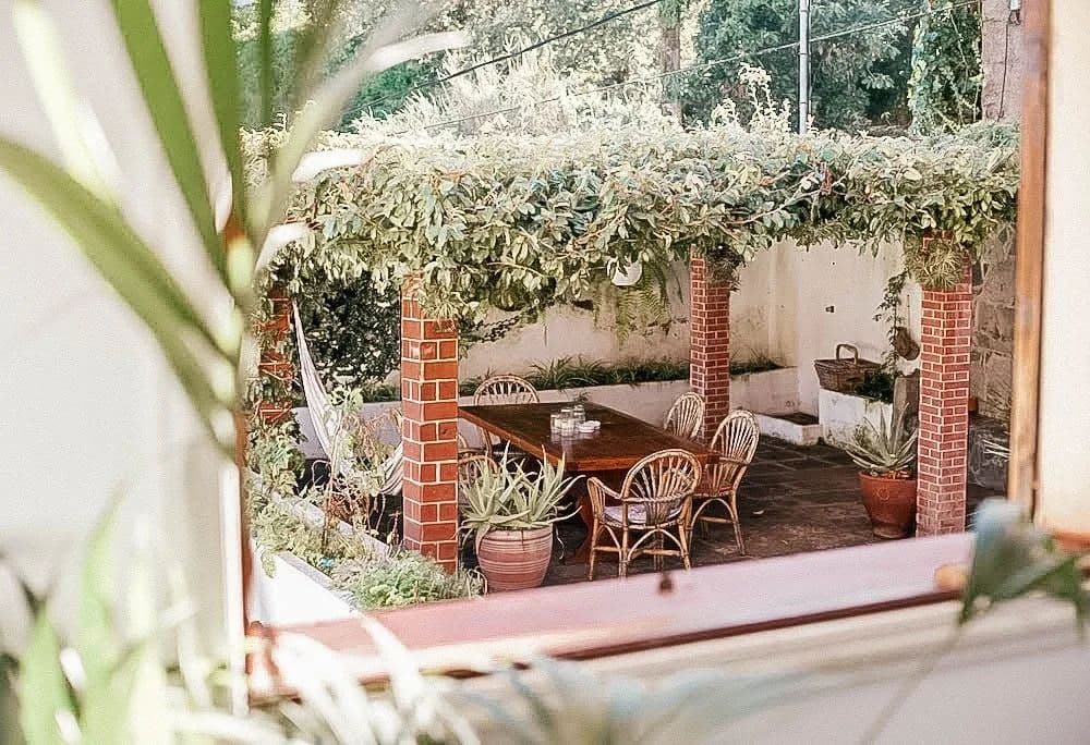 The communal garden area at Nine Coliving.