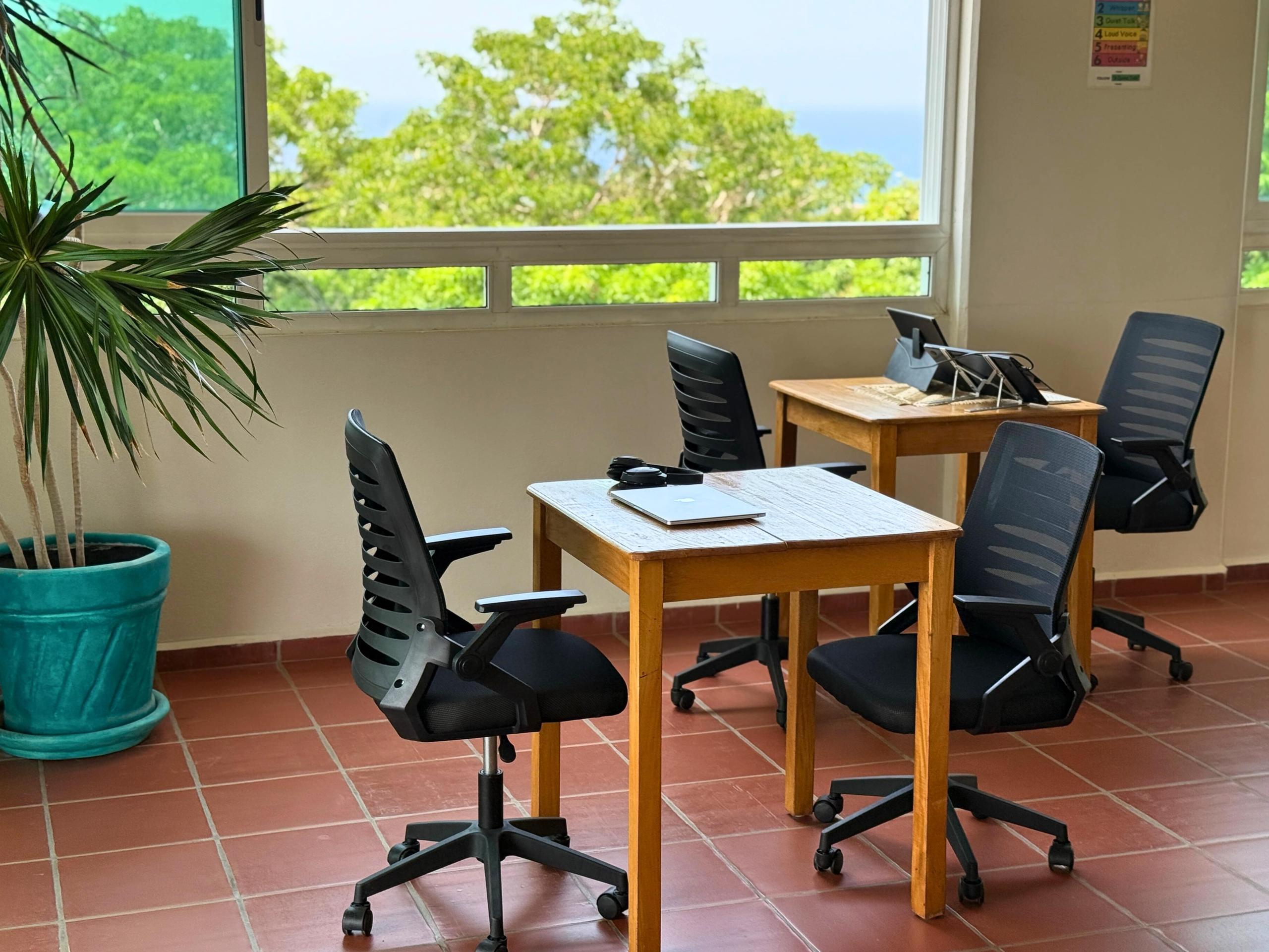 Coworking call room at Julio's workspace, Puerto Escondido