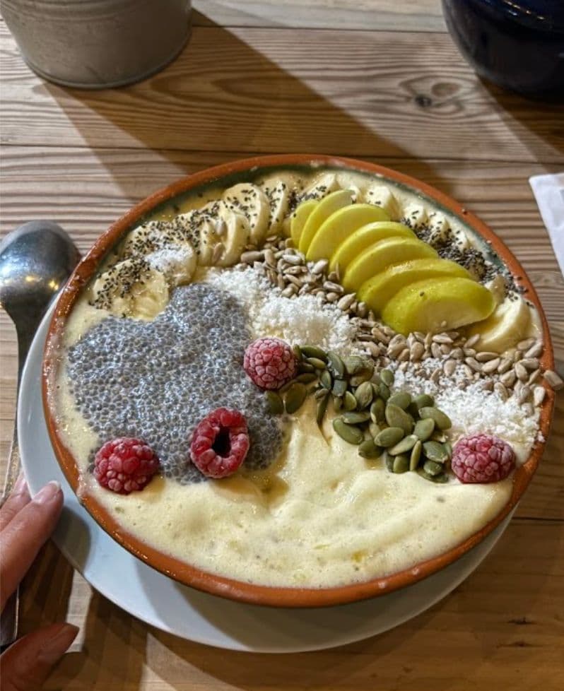 Healthy bowl dish served at Teapot Cafe in Taghazout