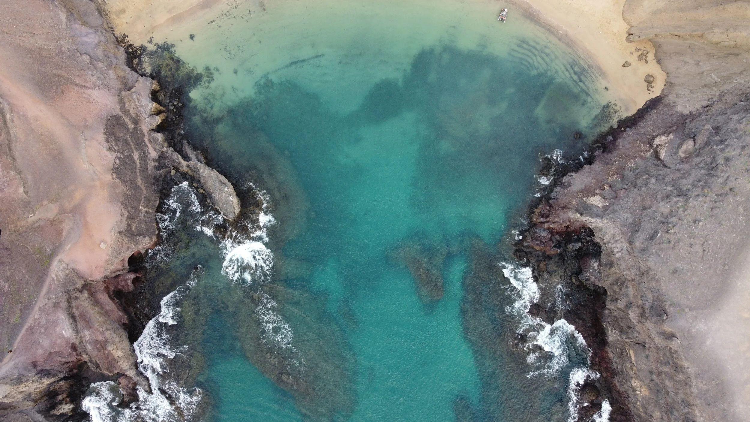 Aerial drone shot of Lanzarote island