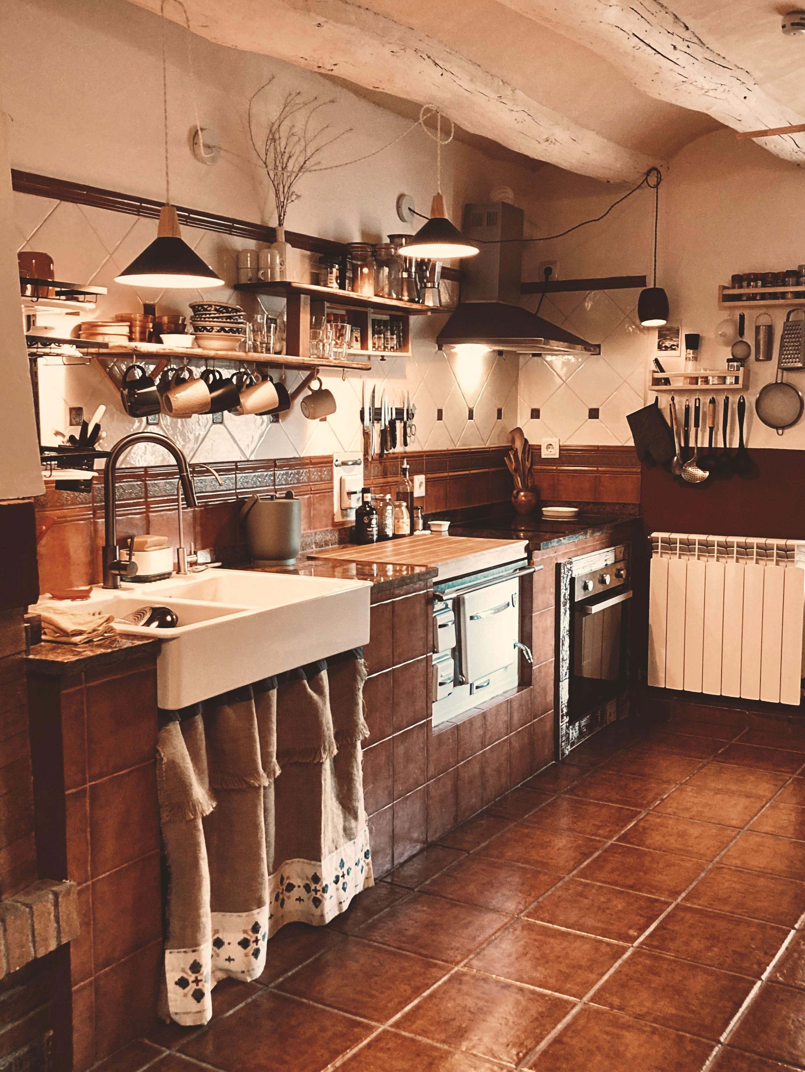 Partial view of the cooking area in the kitchen at Posada de la Luz