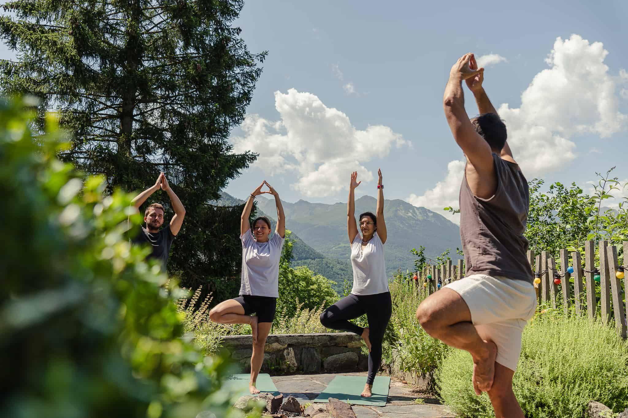 Yoga session at Pyren'Escape