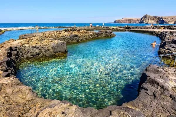 Natural ocean swimming pools along Agaete's coastline