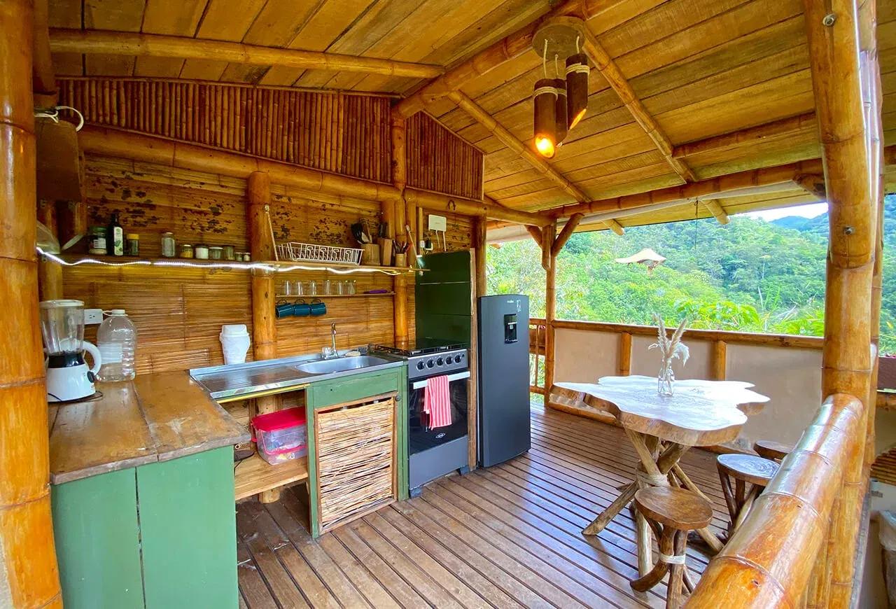 Common kitchen at the San Rafael ecolodge