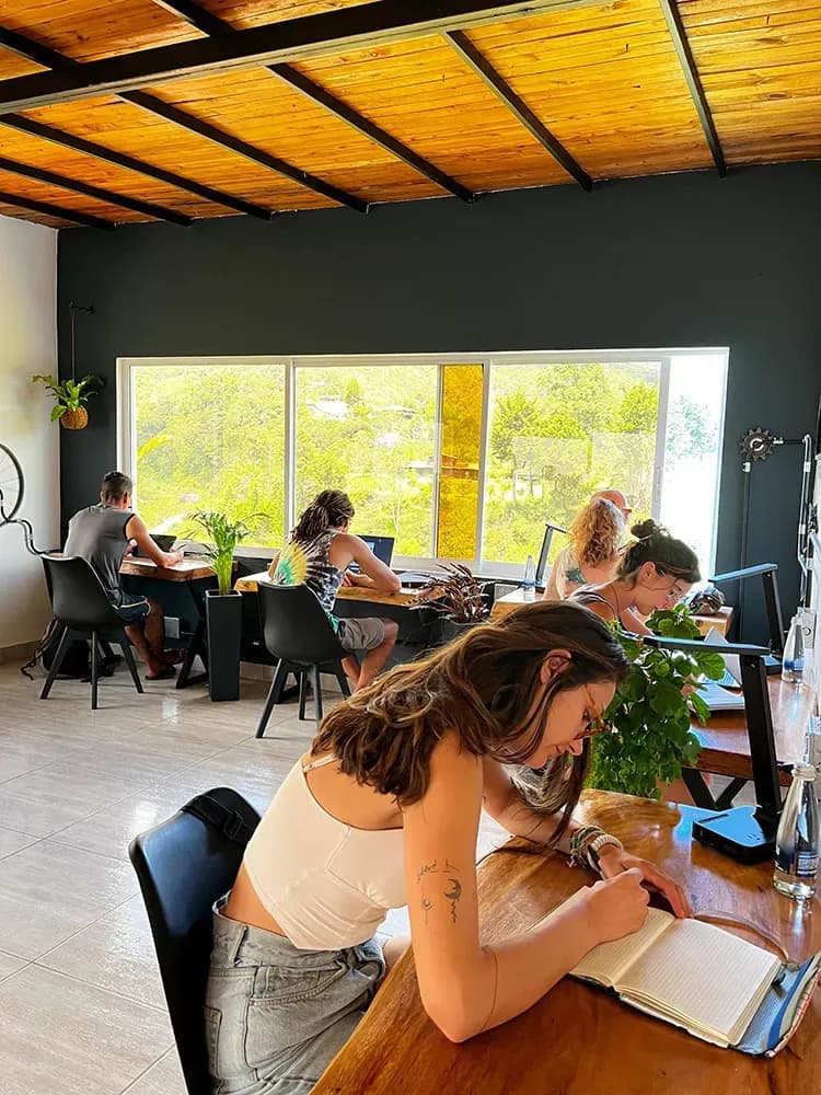 Coworking space at the Guatapé coliving location