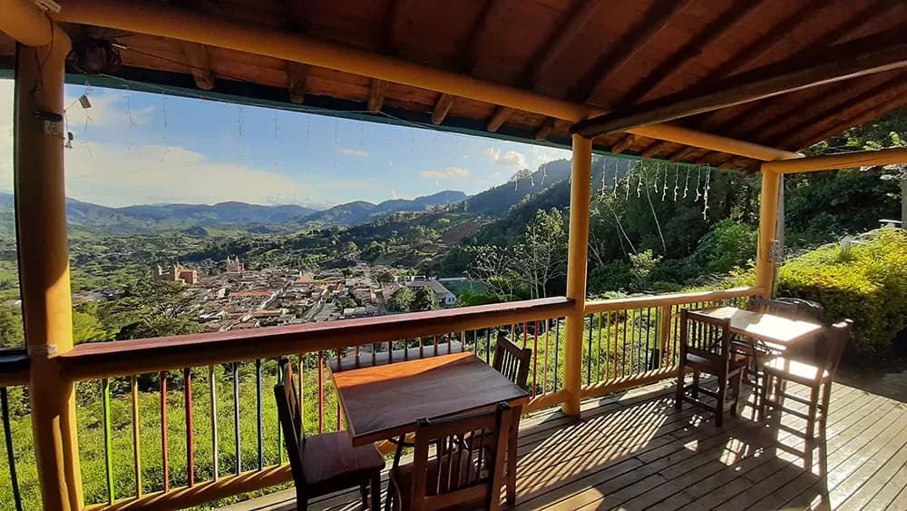 Outdoor terrace with panoramic view at the Jericó coliving location