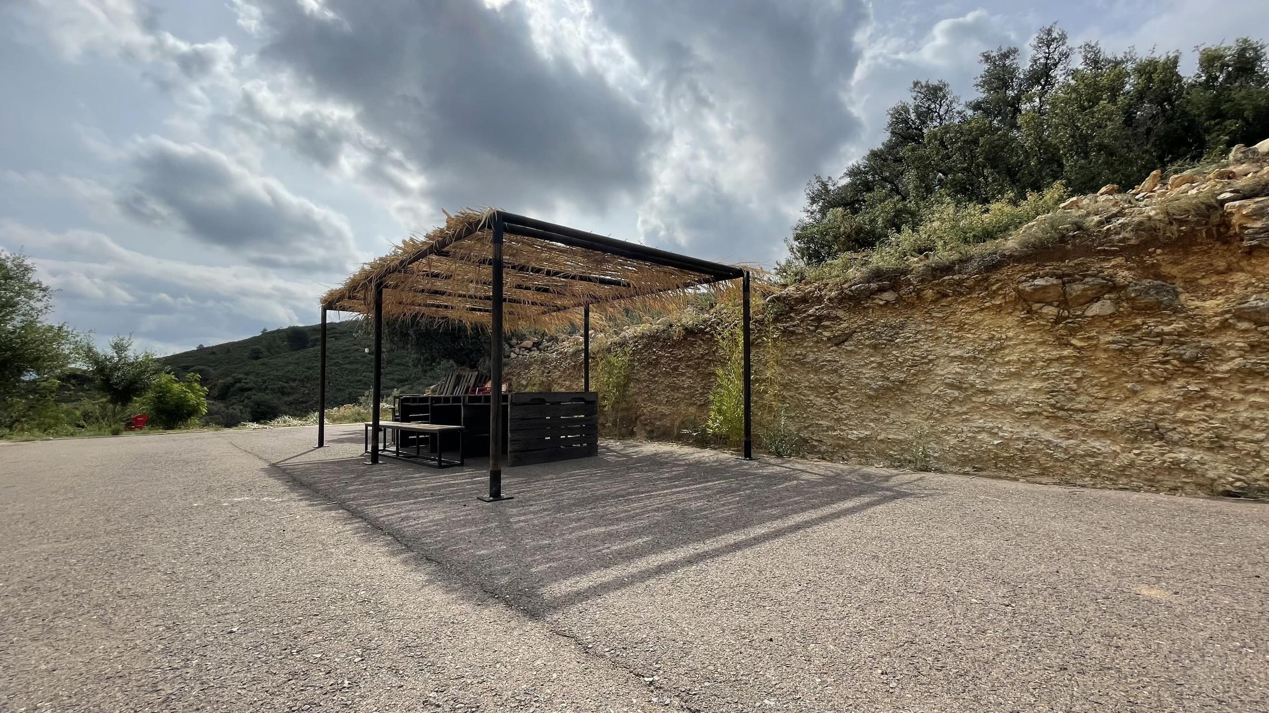 outside space with wood table in ruralco coliving