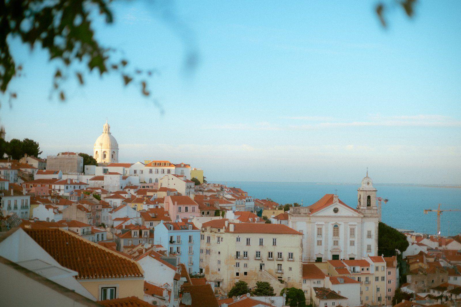 Street view of the Baixa neighbourhood in Lisbon near samesame