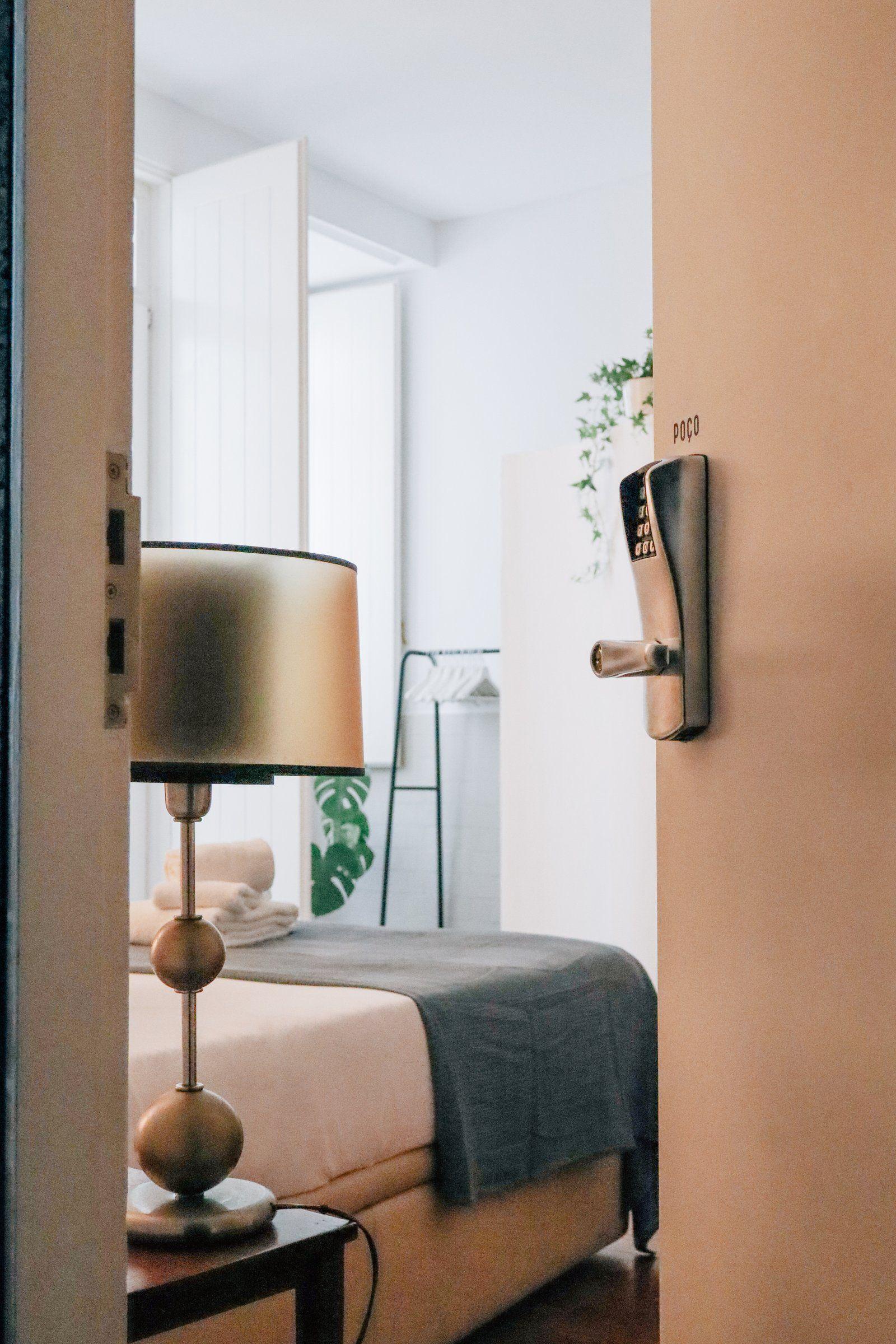 Conceptual private room with king size bed, 27 sqm, with balcony and work desk