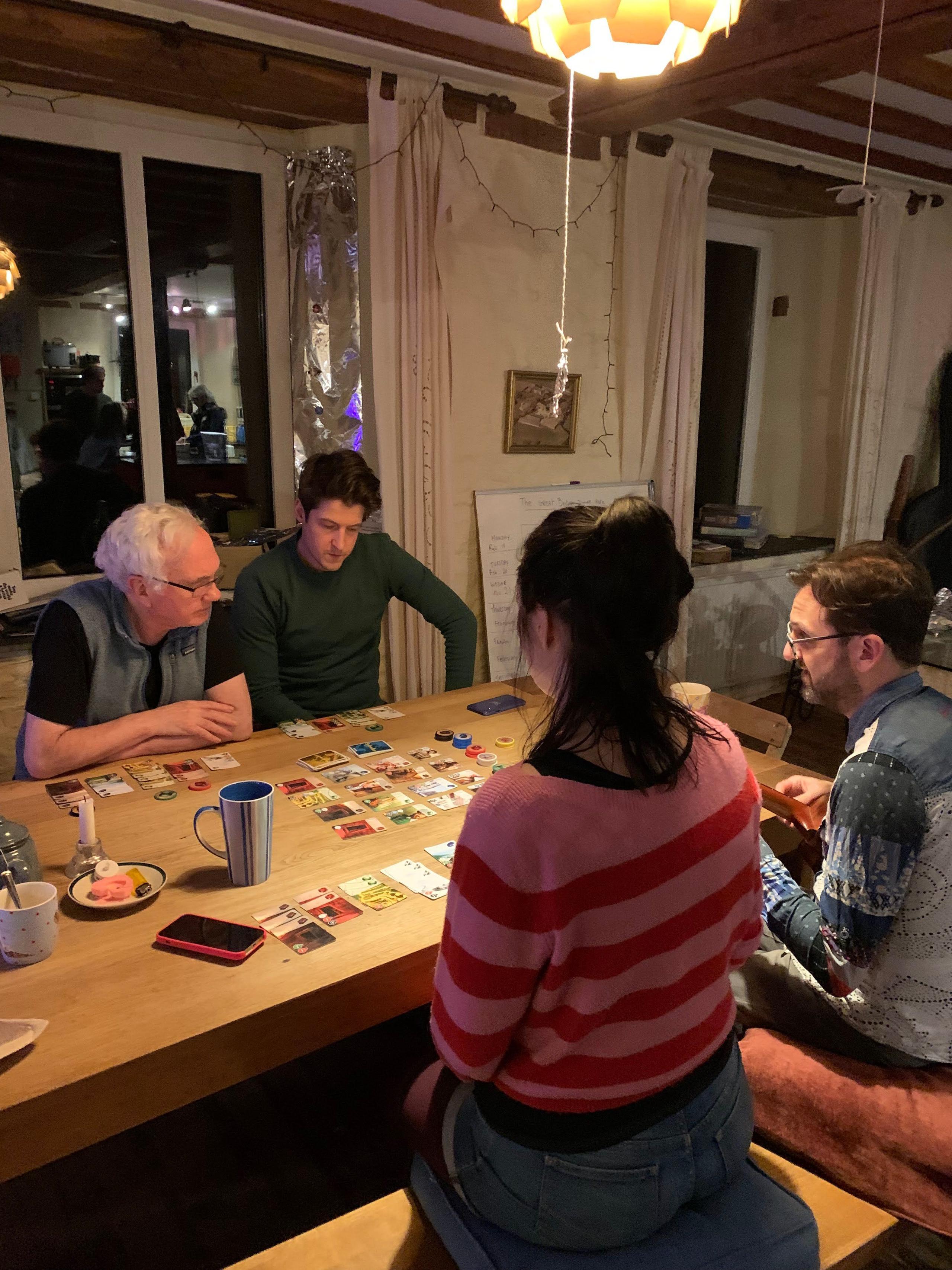Colivers gathered around the dining table in the evening