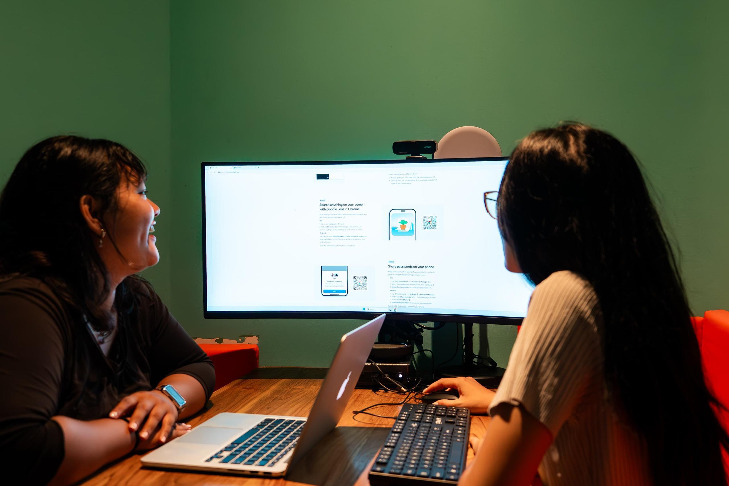 Spacious focus room with comfortable seating for longer sessions and video calls