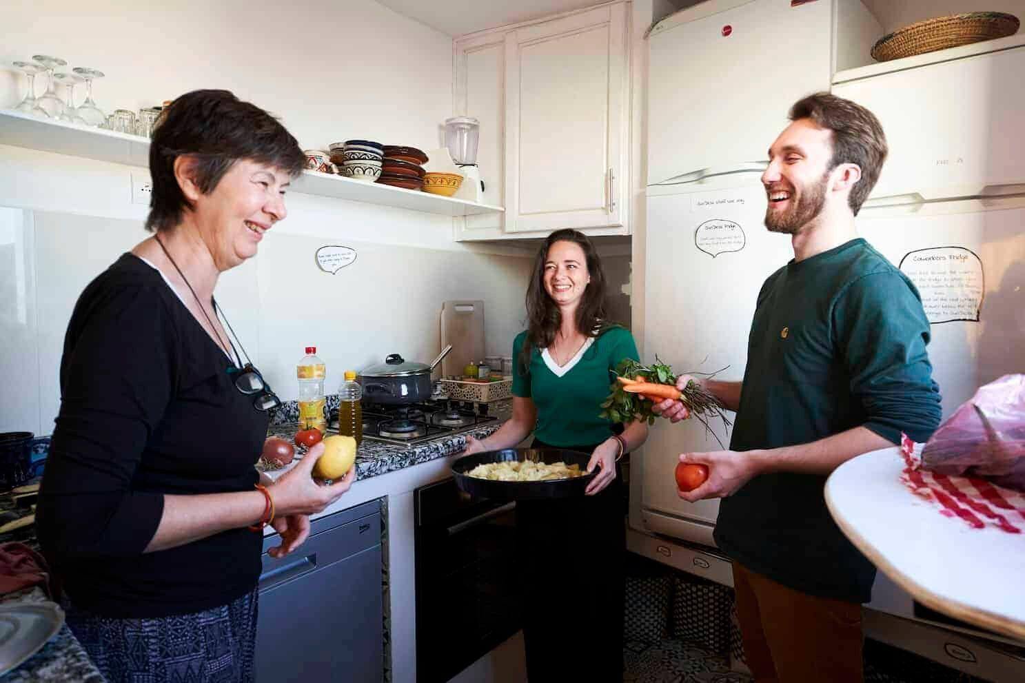 Cooking activity in the SunDesk kitchen