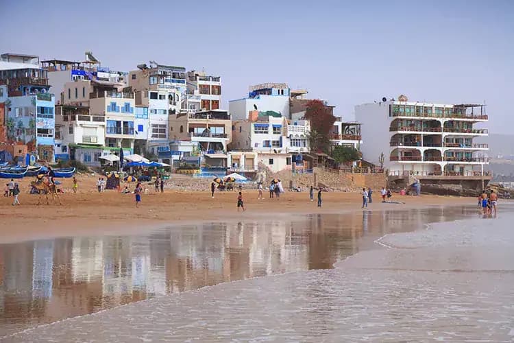 Houses and the beach in Taghazout