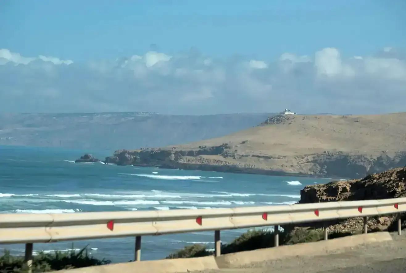 A view from the route of the beach in Taghazout