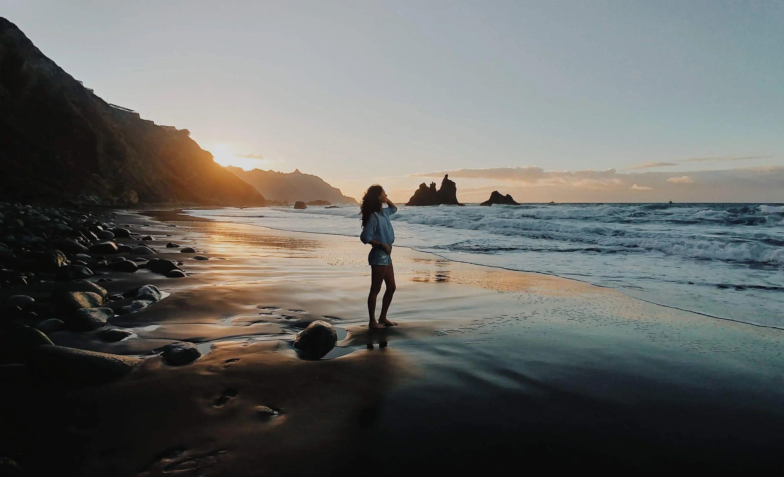Volcanic black sand beach in Tenerife