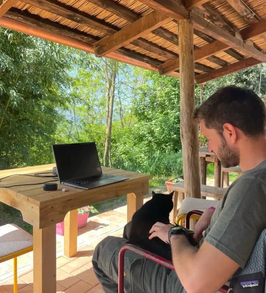 Person working at the pergola