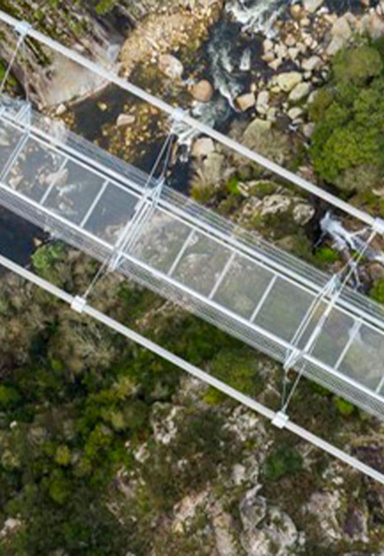 The 516 Arouca suspended pedestrian bridge spanning 175 metres above the Paiva River in a UNESCO World Geopark