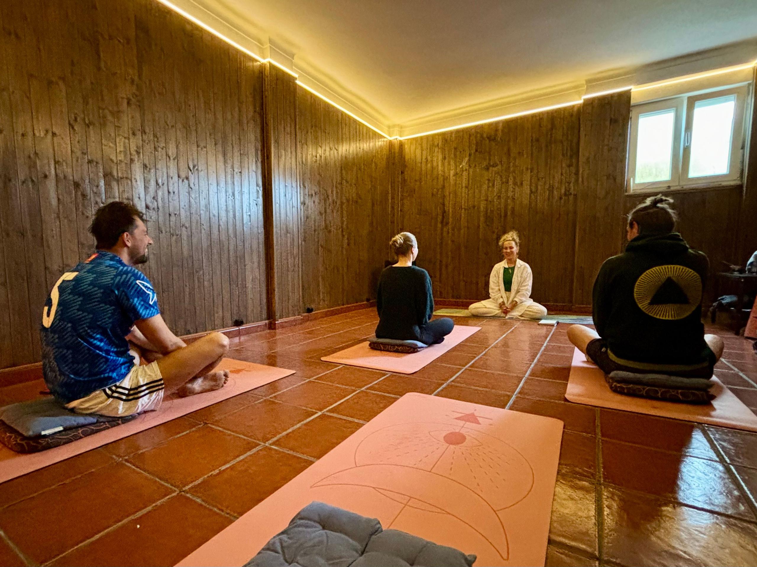 Yoga lesson in the yoga space