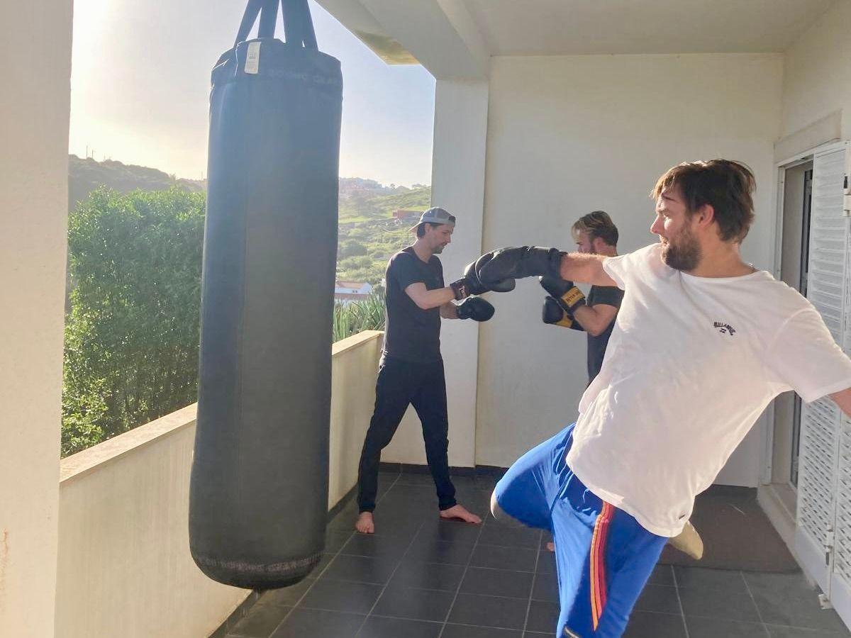 Resident doing boxing/kickboxing training