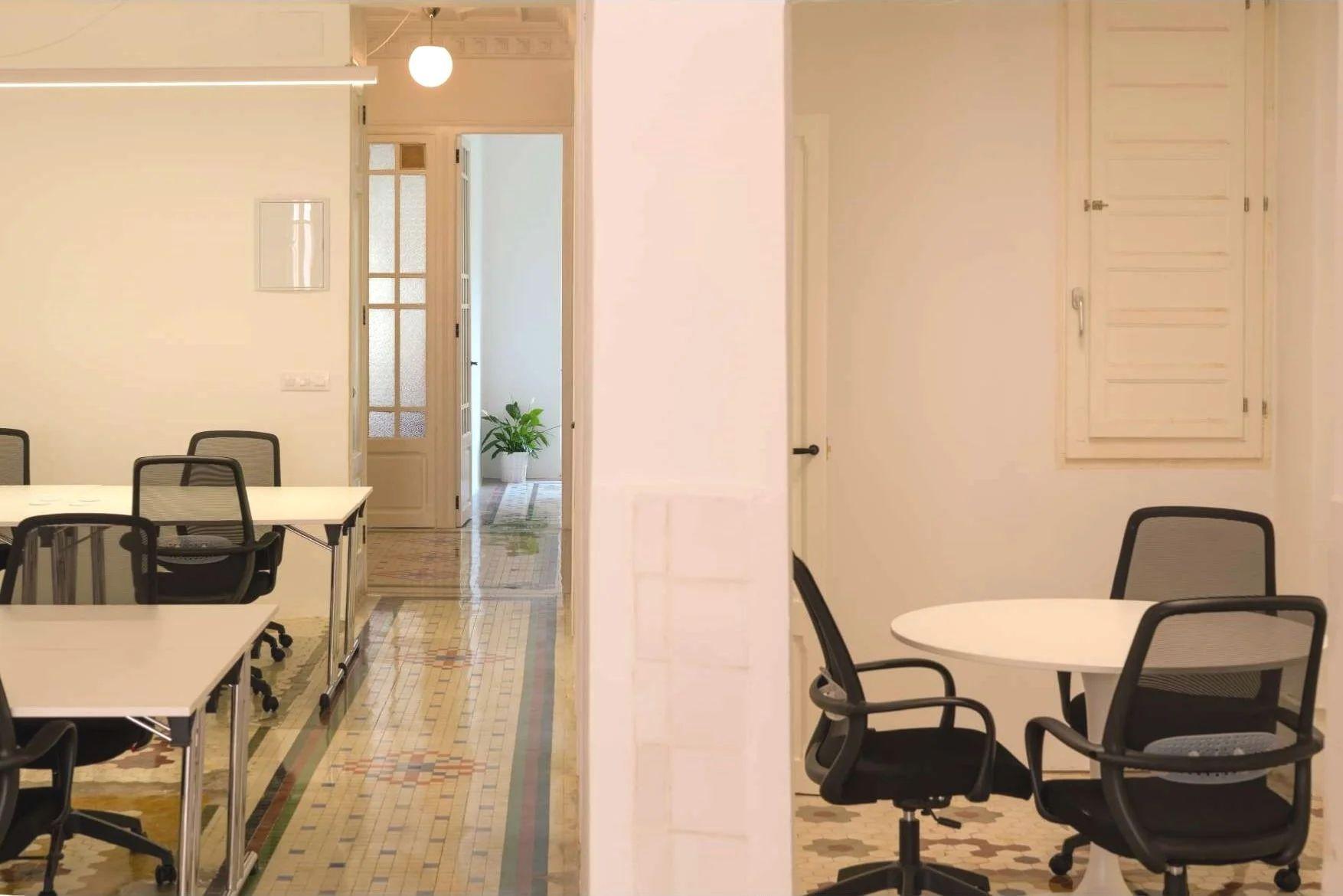 Dedicated coworking area in Vivarium with desks and office chairs