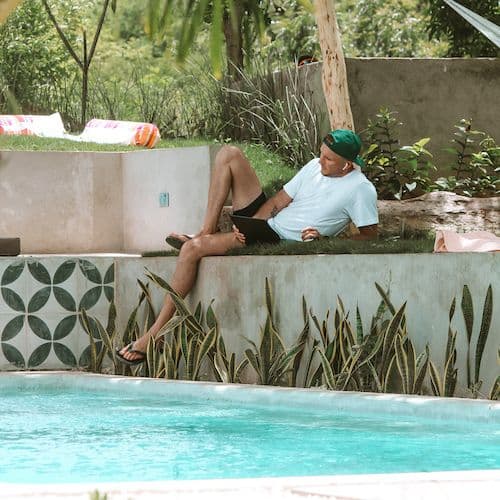 Outdoor pool at Waves & Wifi (hotel guests only)